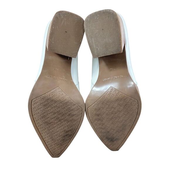 Marc Fisher Women's Matter Block Heel Booties Sz 7.5 M White Leather Pointy Toe - Picture 8 of 10